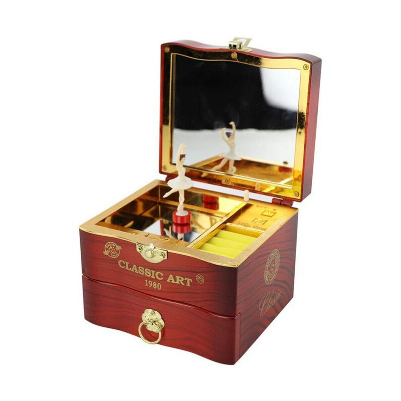 LVOERTUIG Musical Jewellery Box with Classic Rotating Ballerina Dancer Music Box Necklace Ring Storage Organizer with Mirror for Women Girls Brithday - Image 1
